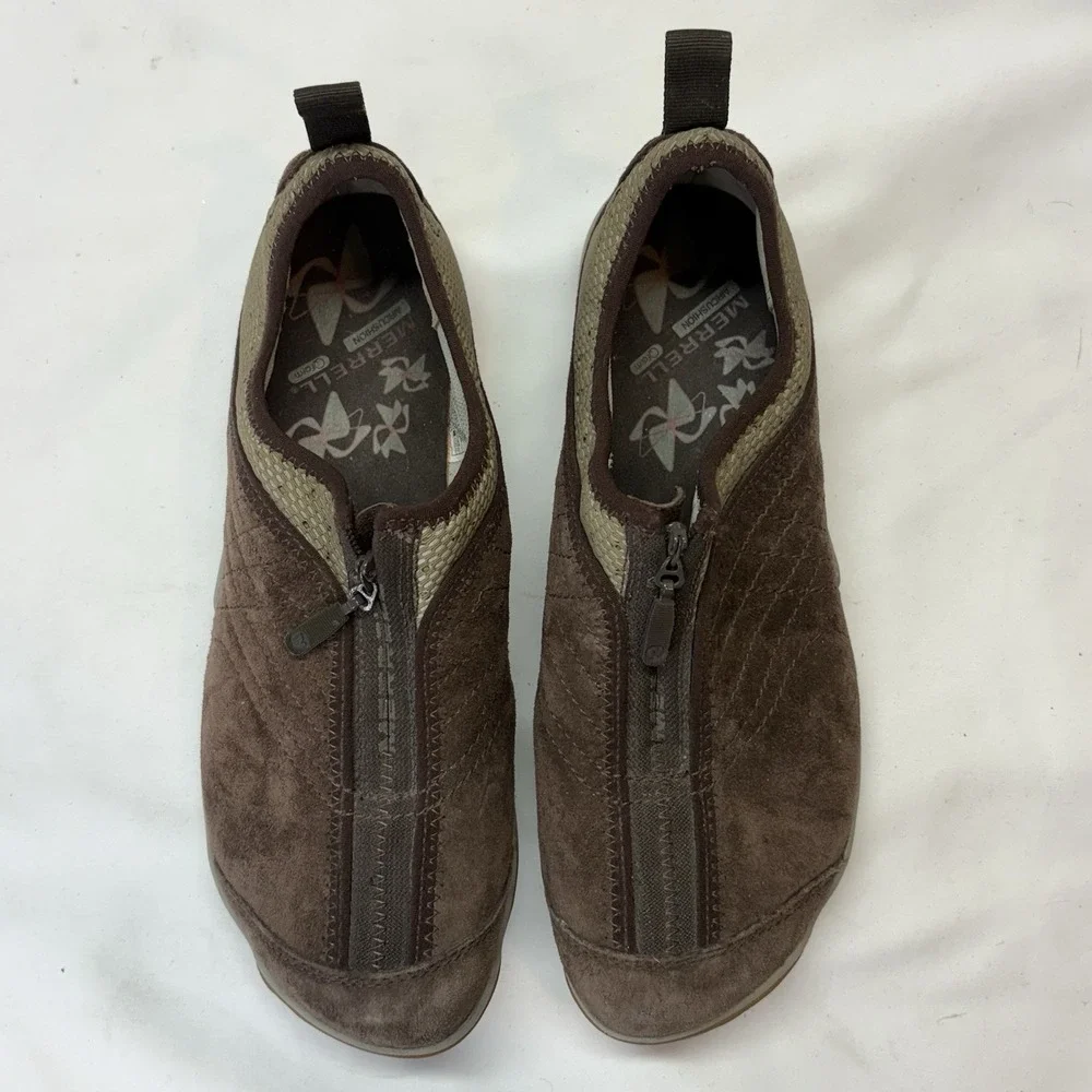 Merrell Lorelei Minimalist Brown Suede Performance Zip Shoes Size 8